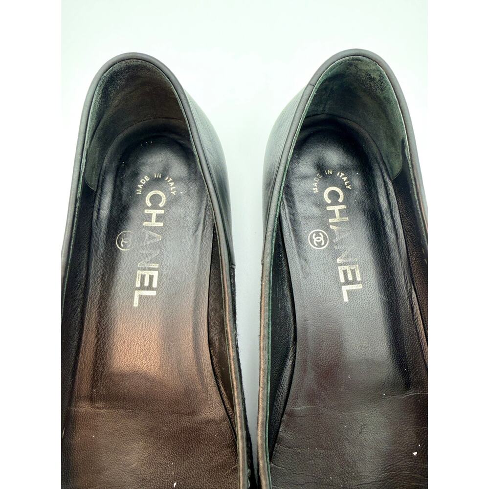 Chanel Interlocking CC Ballet Flats Black White Cap Toe Size 38.5 / 8.5 Bow - Picture 7 of 16